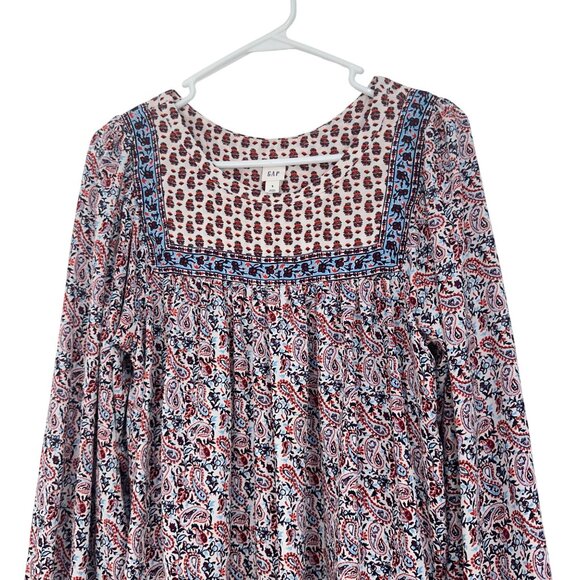 Gap Womens Boho-Style Long Sleeve Top Blouse SZ Small  Paisley Print Lightweight - Picture 2 of 11
